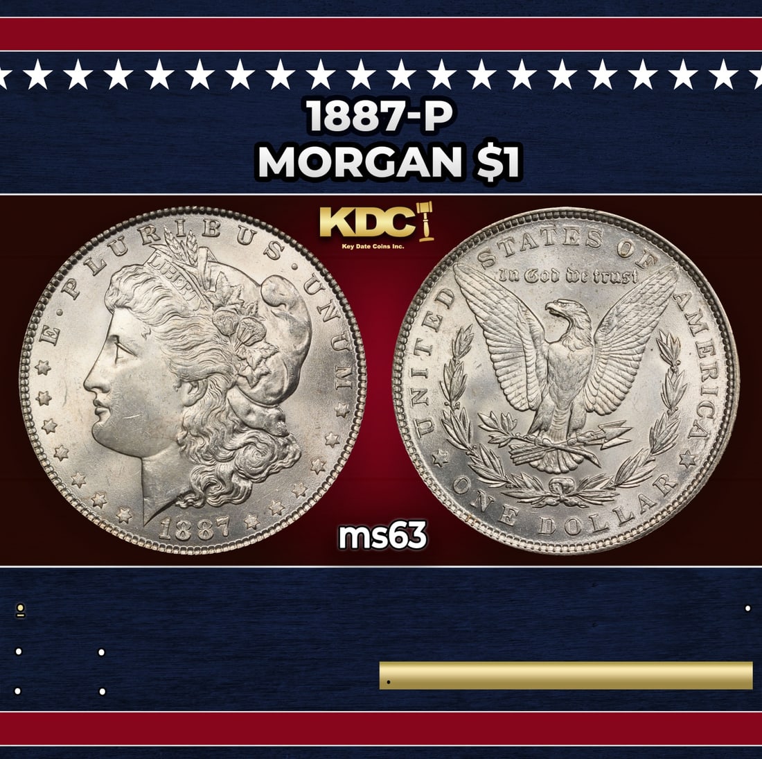 1887-p Morgan Dollar $1 Grades ms63: 1887-p Morgan Dollar $1 Grades ms63. Historic precious metal trends is causing increased spot pricing by the day. On auctions with set openings, we are doing our best to have items priced at their mar