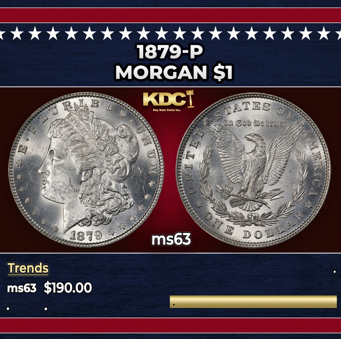 1879-p Morgan Dollar $1 Grades ms63 (1 of 3)