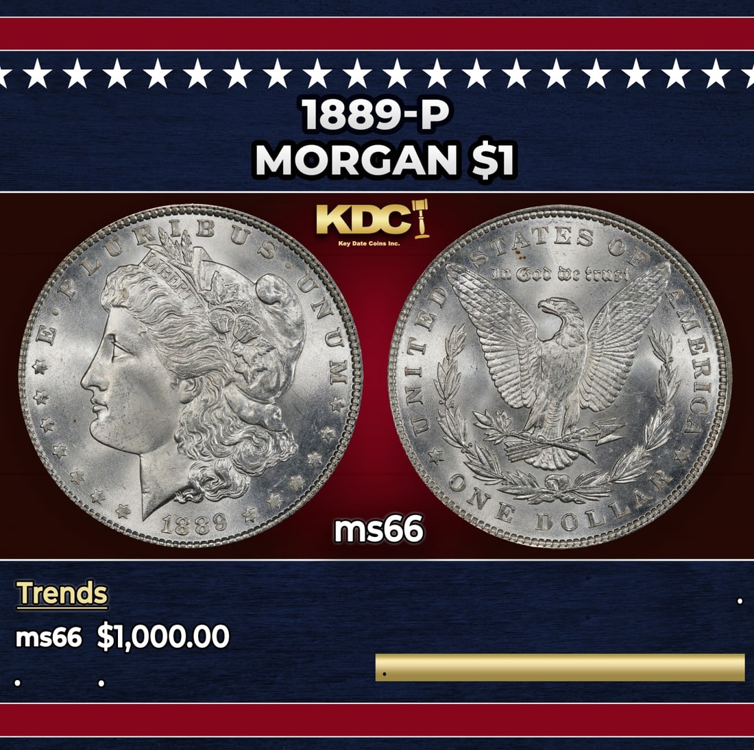 1889-p Morgan Dollar $1 ms66 SEGS (1 of 3)