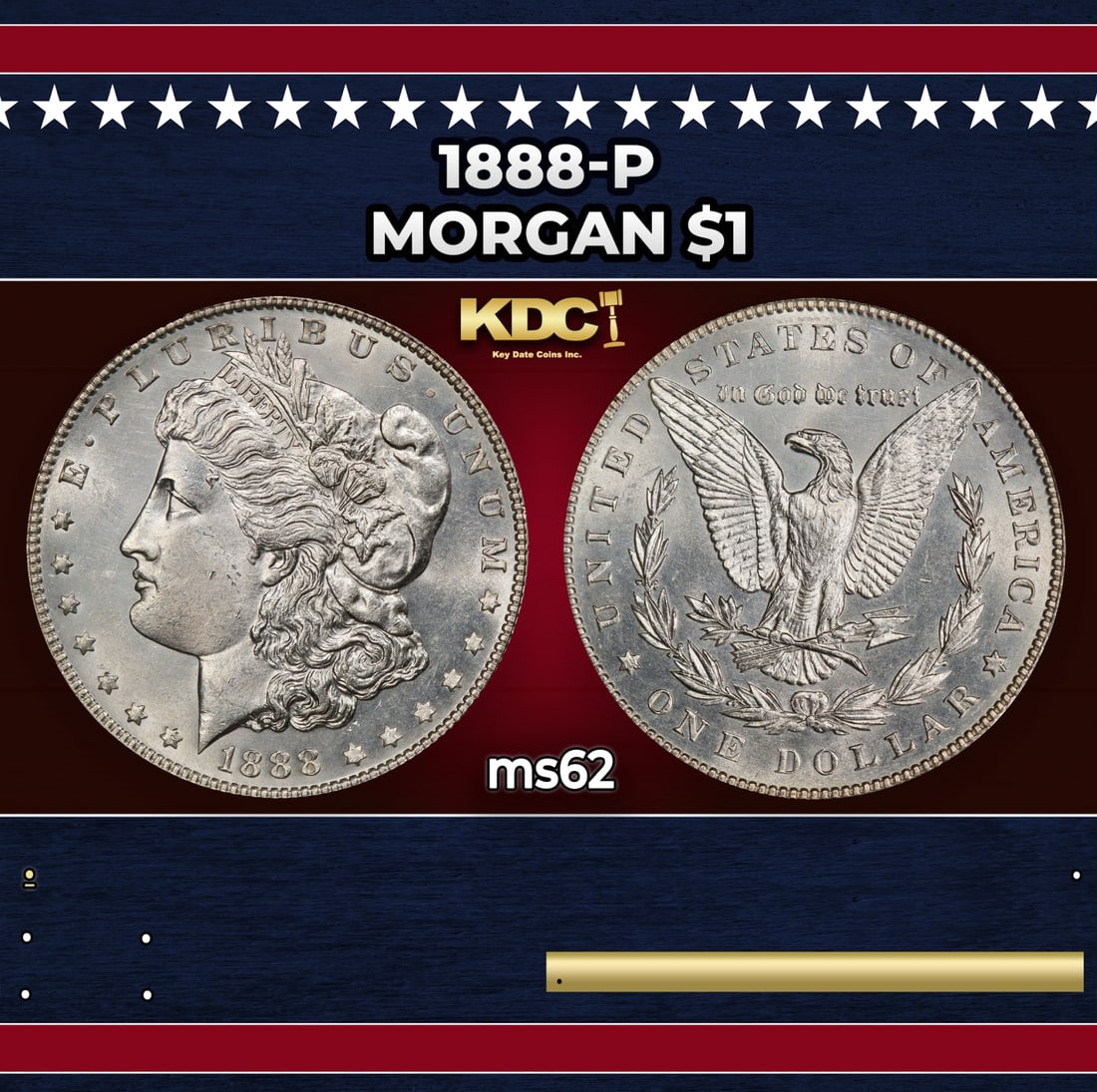 1888-p Morgan Dollar $1 Grades ms62 (1 of 3)