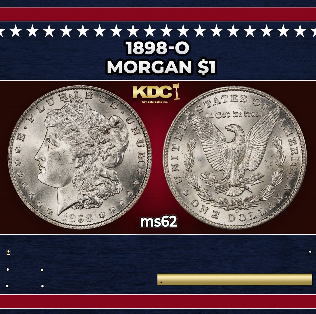 1898-o Morgan Dollar $1 Grades ms62 (1 of 3)