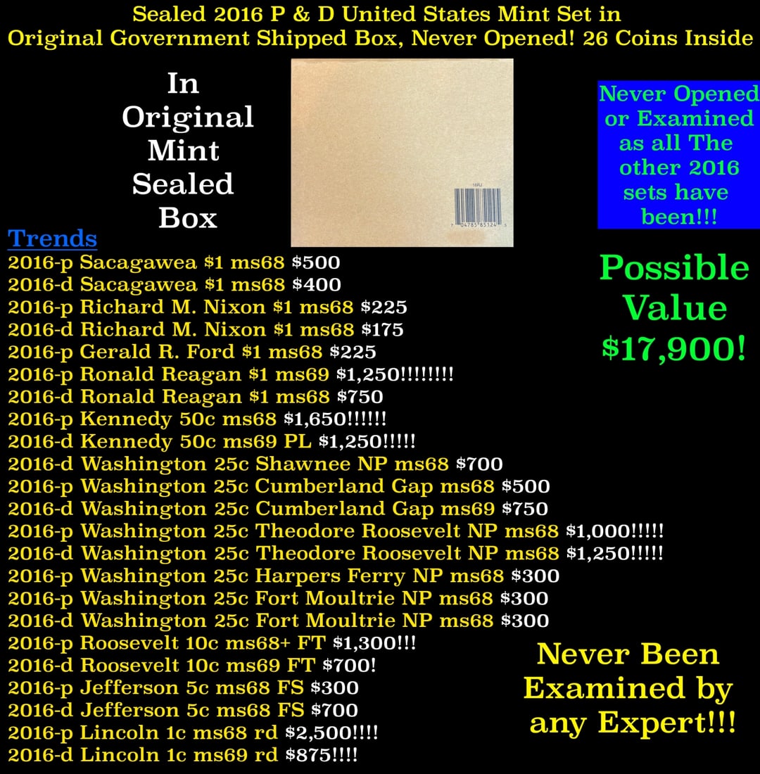 Sealed 2016 United States Mint Set in Original Government Shipped Box, Never Opened! 26 Coins (1 of 2)