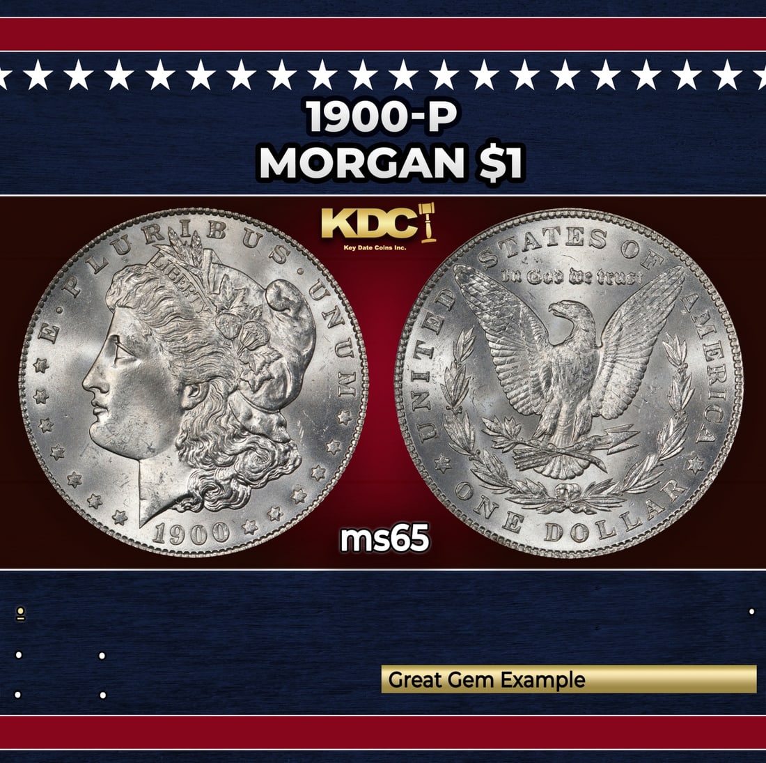 1900-p Morgan Dollar $1 Grades ms65 (1 of 3)