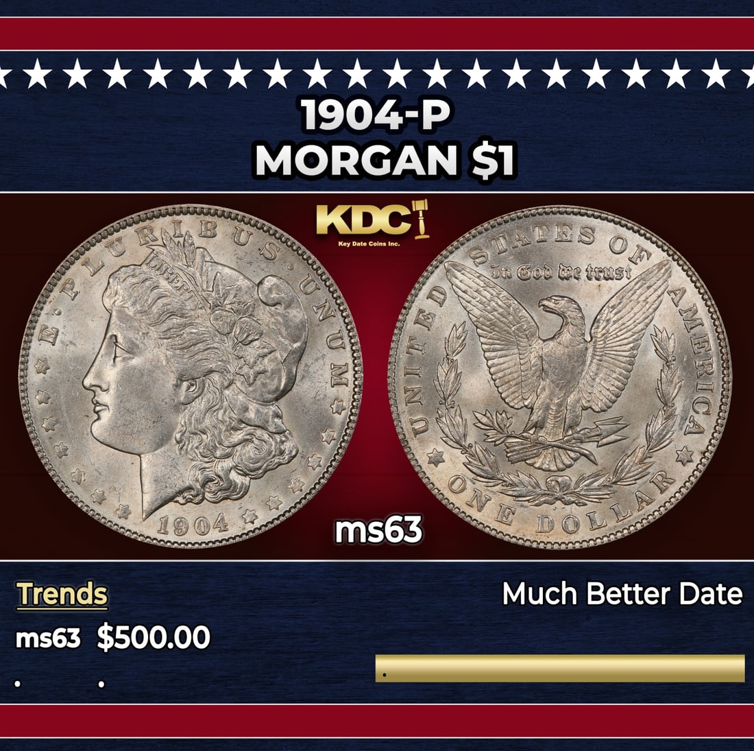 1904-p Morgan Dollar $1 Grades ms63 (1 of 3)