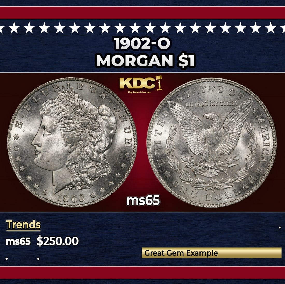 1902-o Morgan Dollar $1 Grades ms65 (1 of 3)