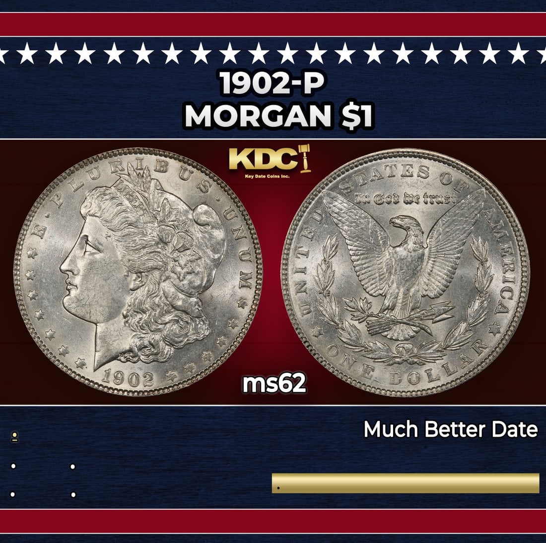 1902-p Morgan Dollar $1 Grades ms62 (1 of 3)