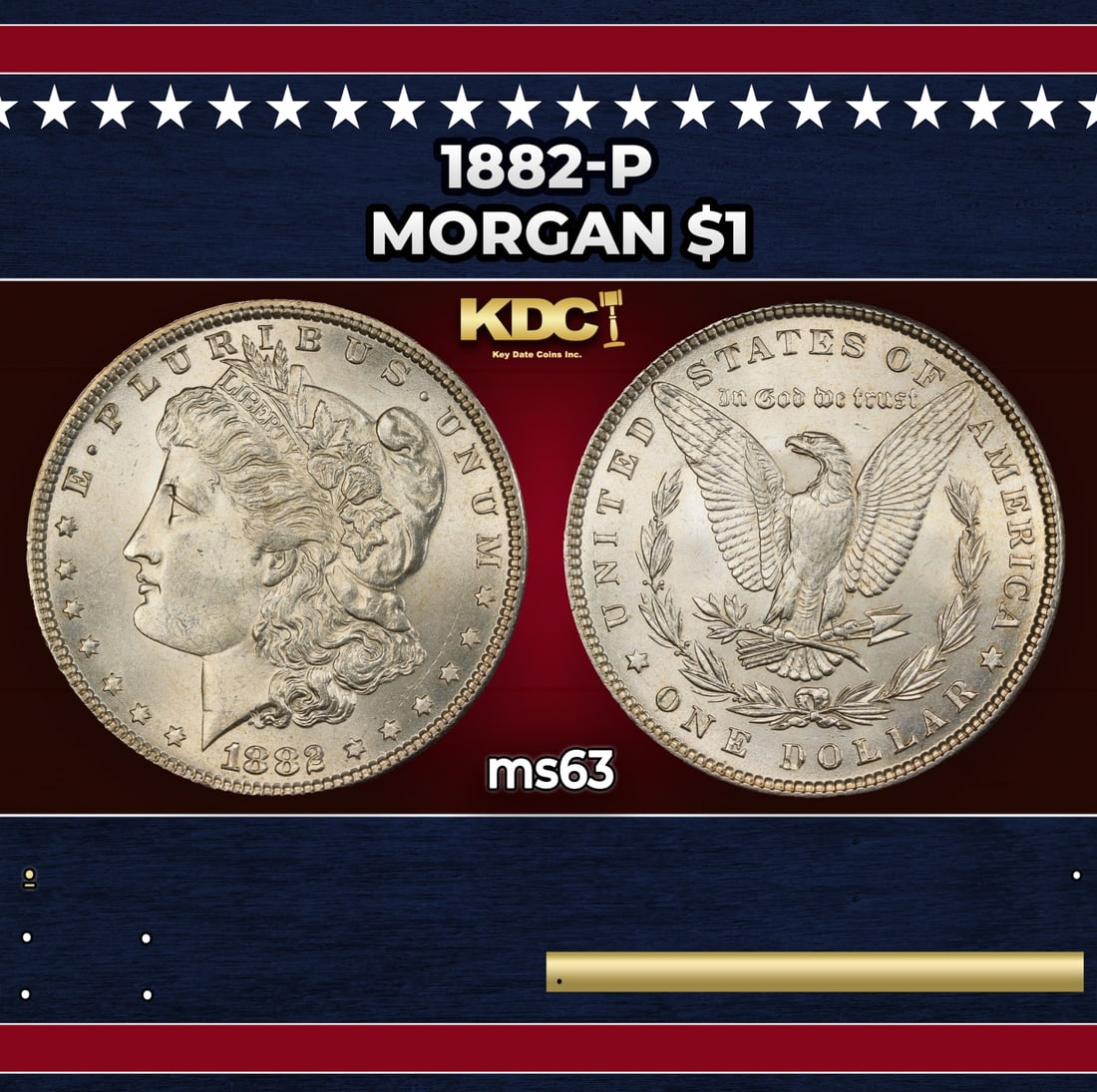 1882-p Morgan Dollar $1 Grades ms63 (1 of 3)