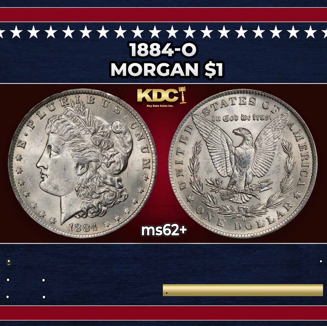 1884-o Morgan Dollar $1 Grades ms62+ (1 of 3)