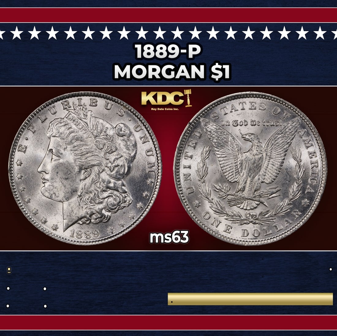 1889-p Morgan Dollar $1 Grades ms63 (1 of 3)