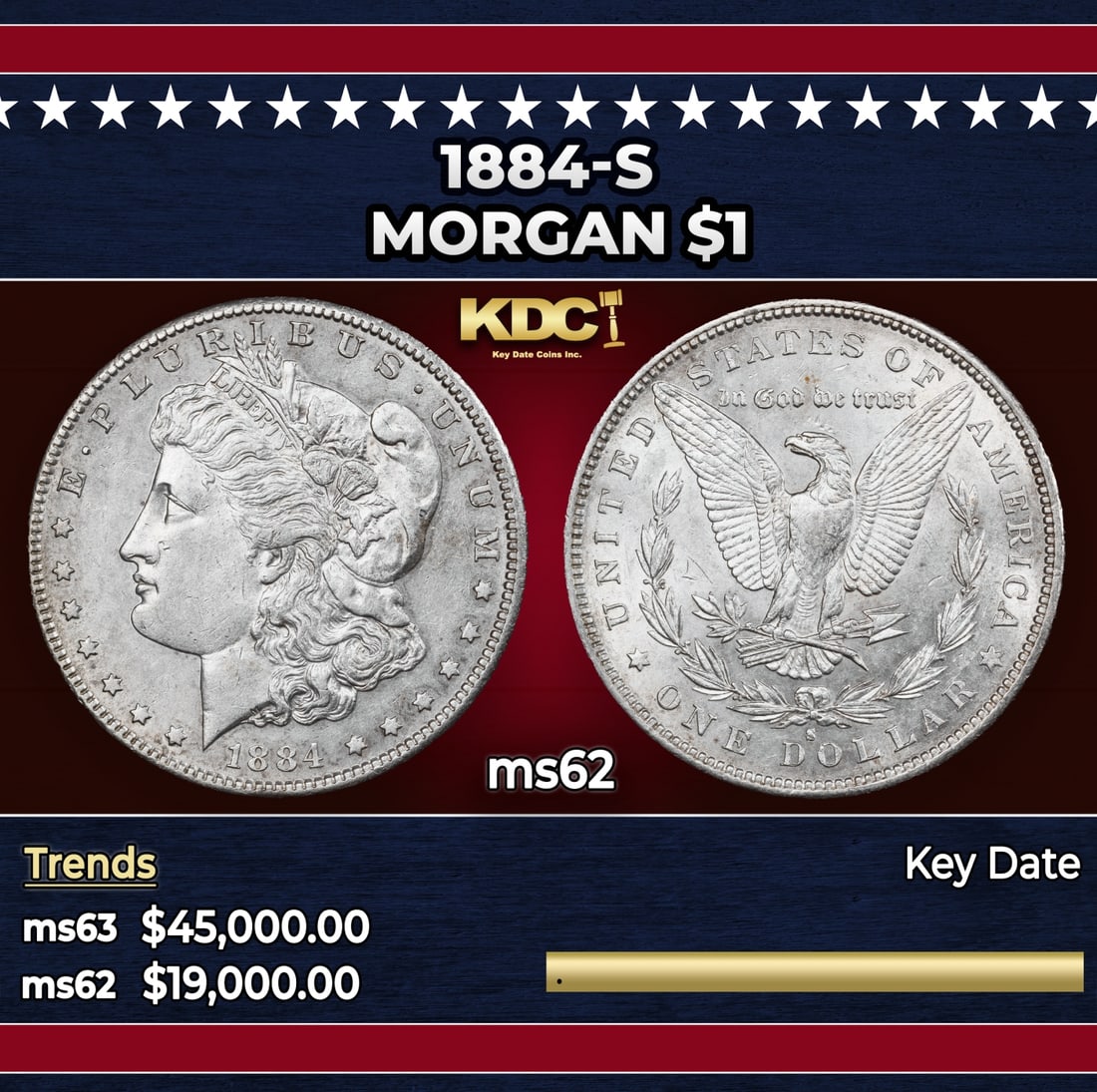 1884-s Morgan Dollar $1 ms62 USCG (1 of 3)