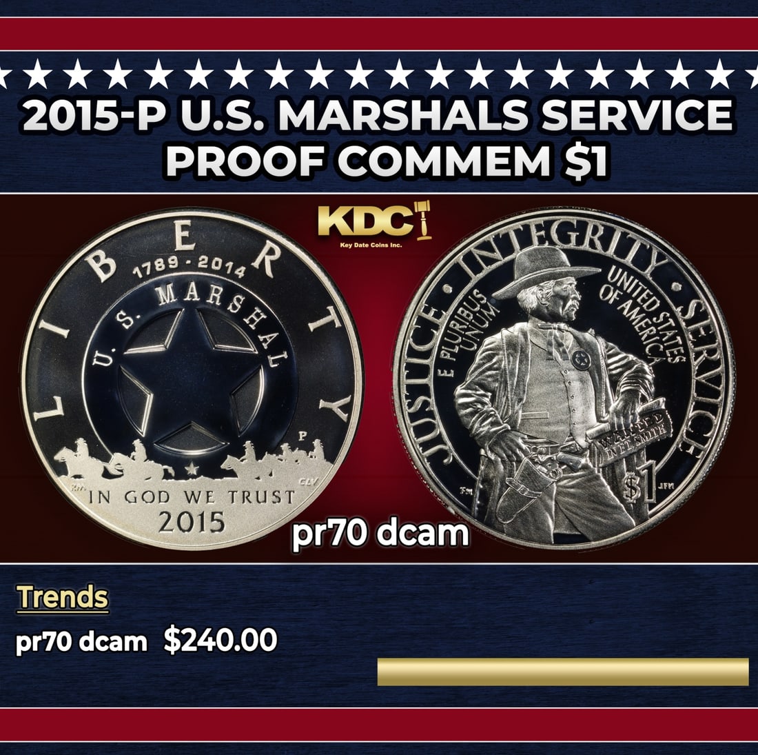 2015-P U.S. Marshals Service Proof Modern Commem Dollar $1 pr70 dcam SEGS (1 of 3)