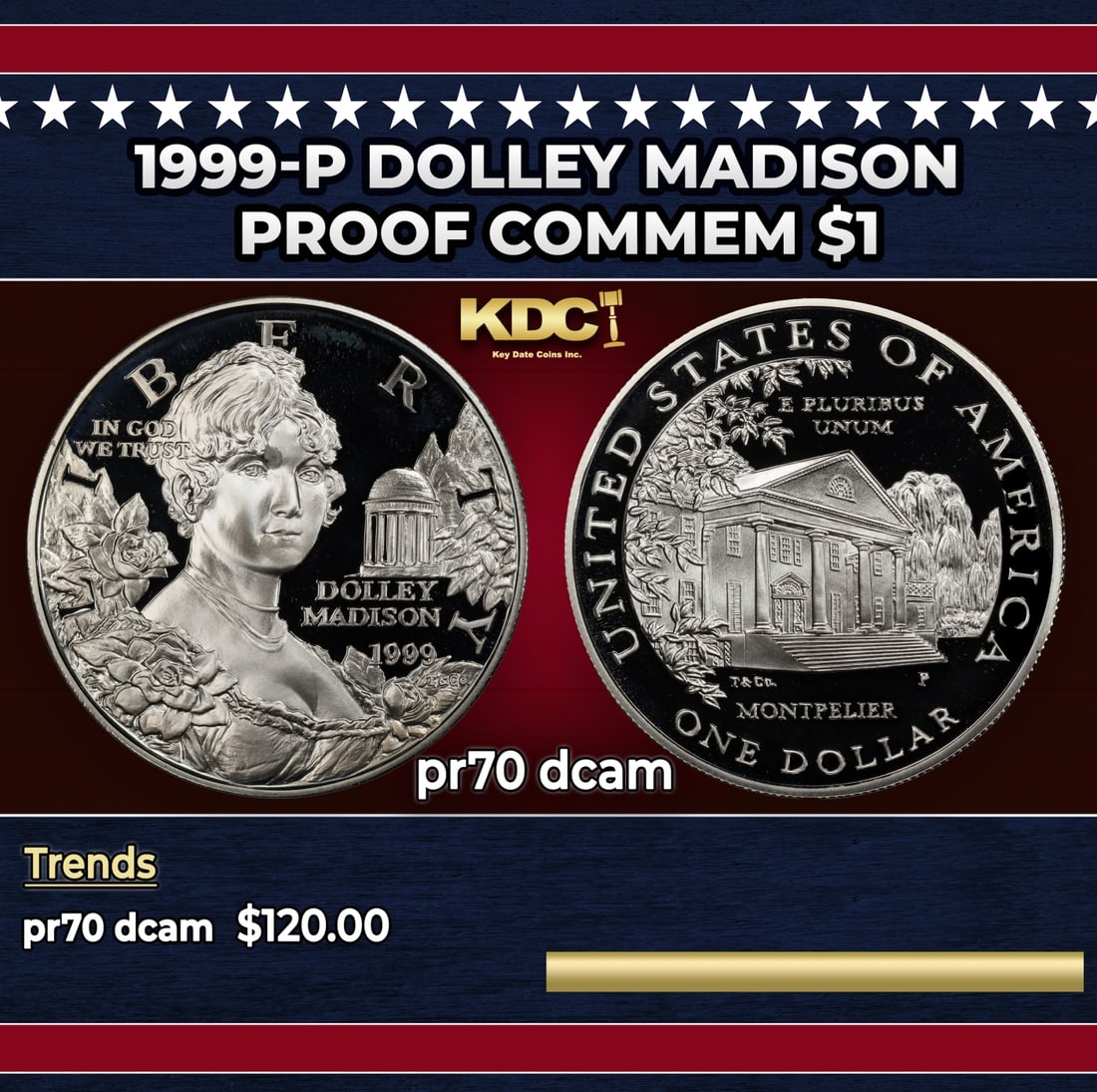 1999-P Dolley Madison Proof Modern Commem Dollar $1 pr70 dcam SEGS (1 of 3)
