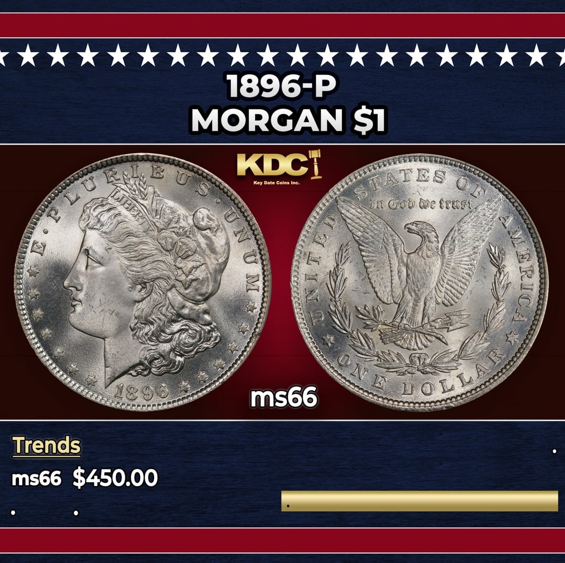 1896-p Morgan Dollar $1 Grades ms66 (1 of 3)