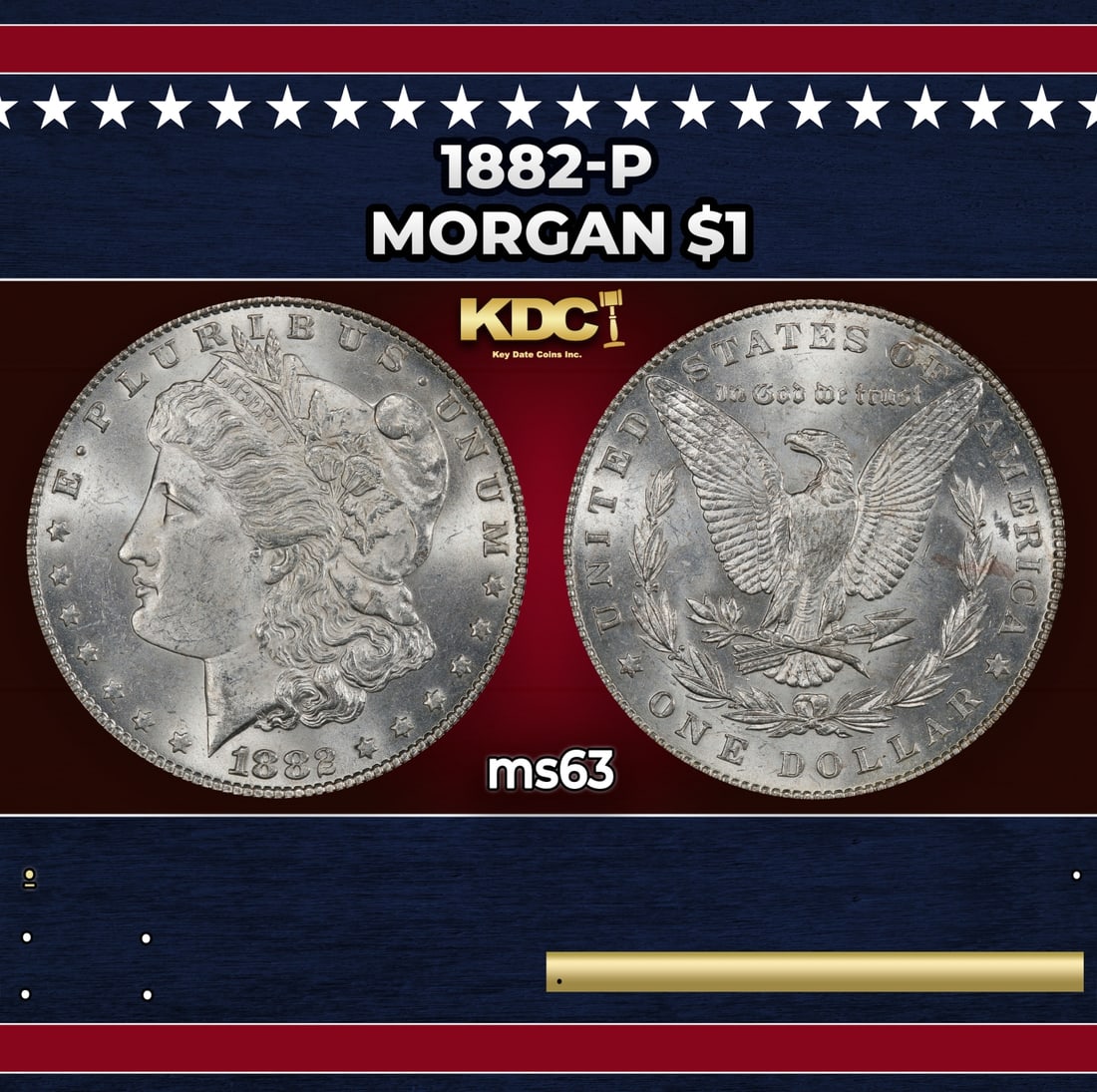 1882-p Morgan Dollar $1 Grades ms63 (1 of 3)