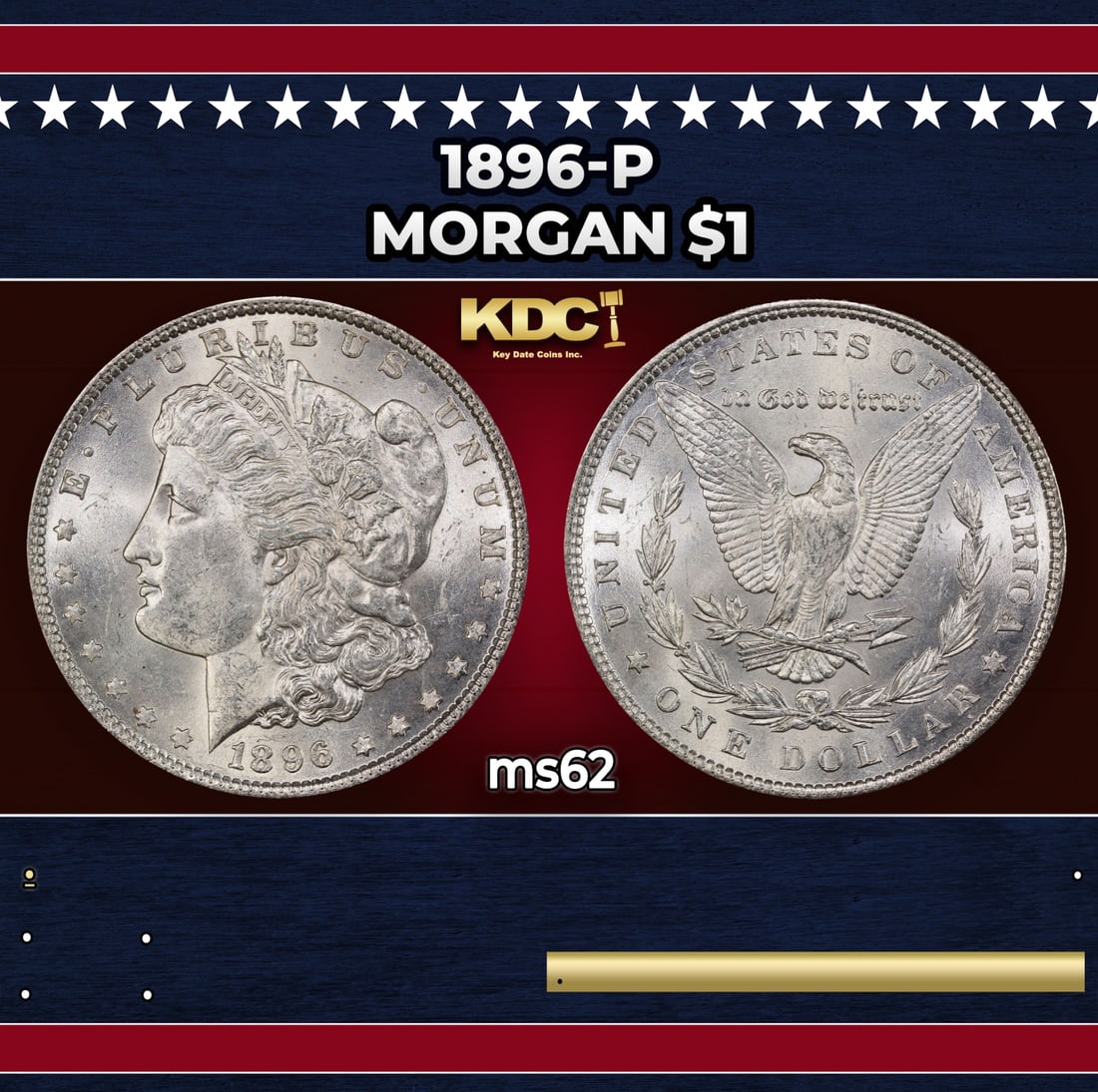 1896-p Morgan Dollar $1 Grades ms62 (1 of 3)