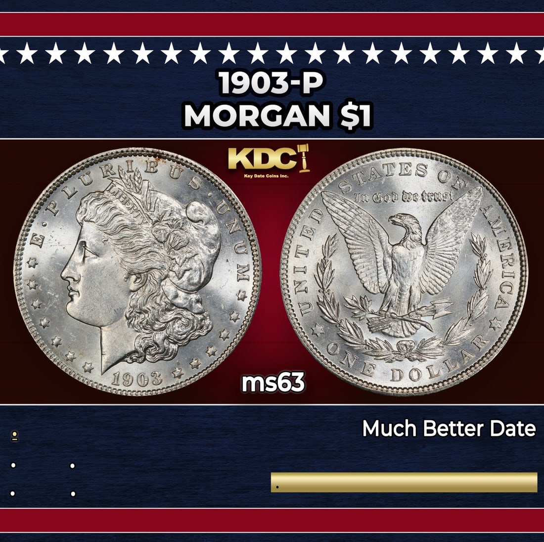 1903-p Morgan Dollar $1 Grades ms63 (1 of 3)