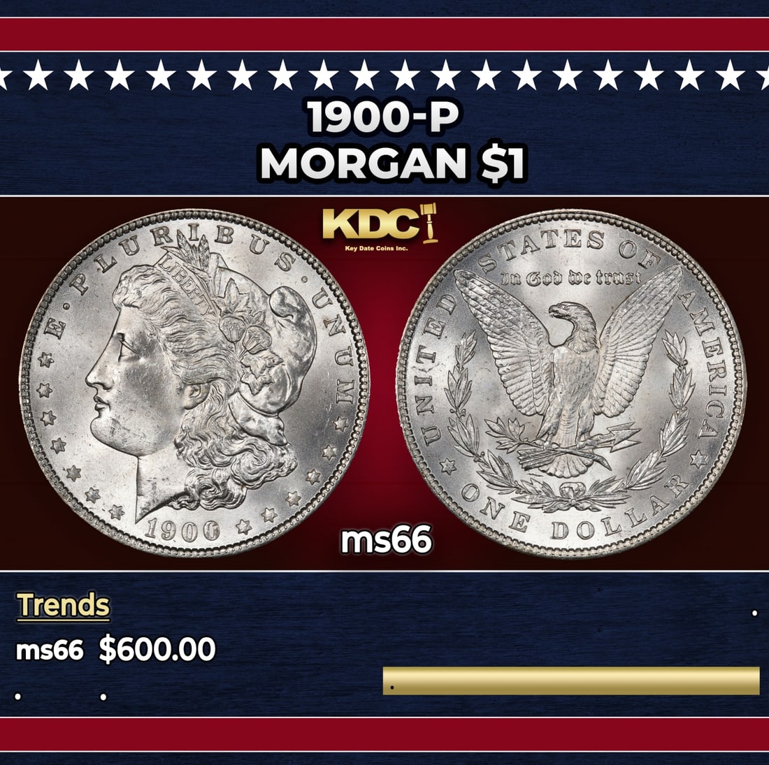 1900-p Morgan Dollar $1 Grades ms66 (1 of 3)