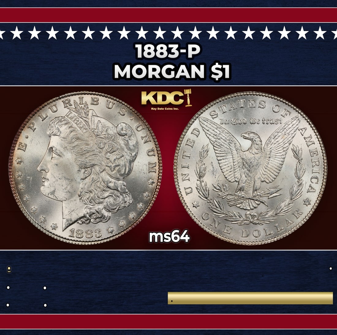 1883-p Morgan Dollar $1 Grades ms64 (1 of 3)