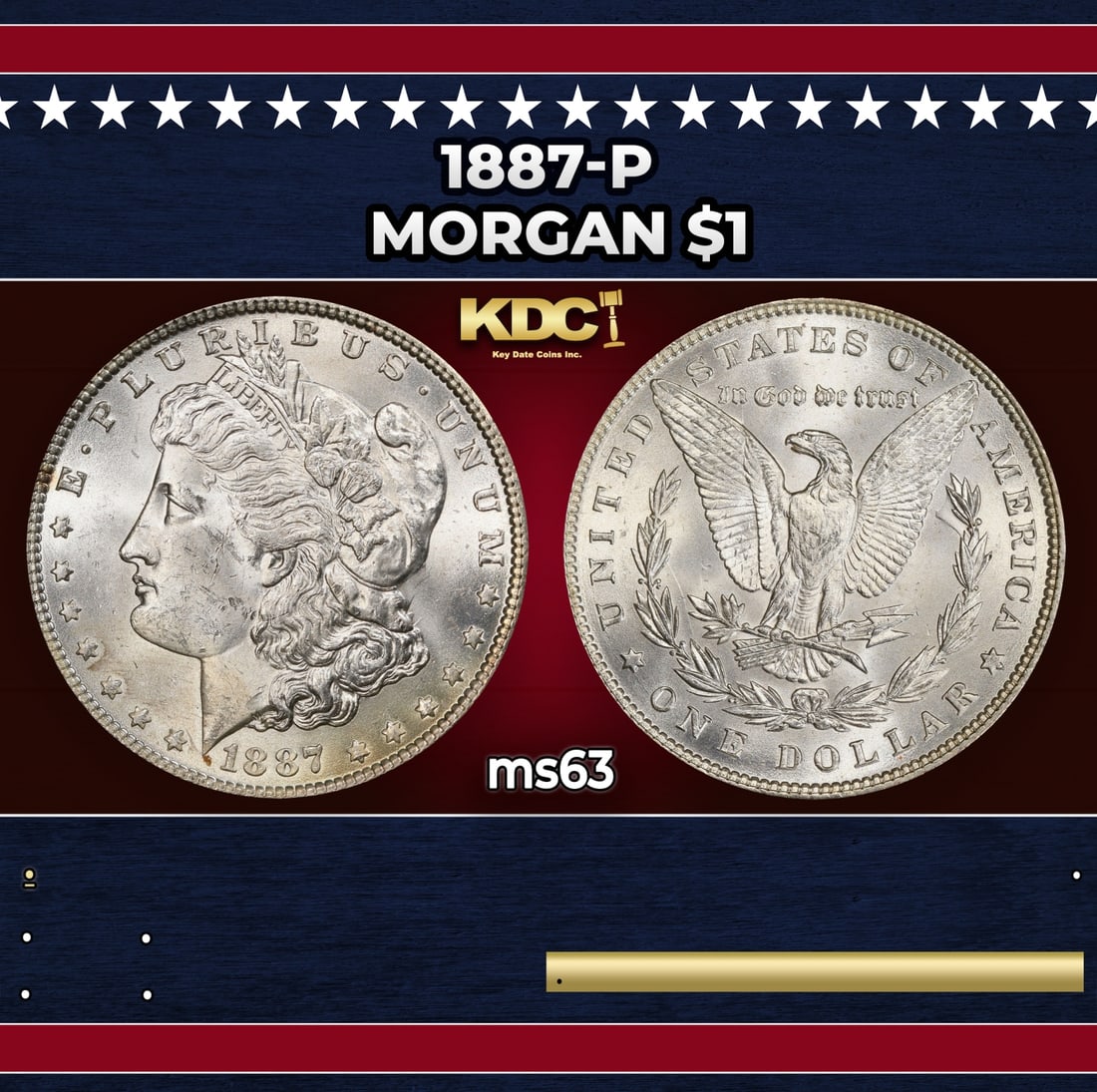 1887-p Morgan Dollar $1 Grades ms63 (1 of 3)