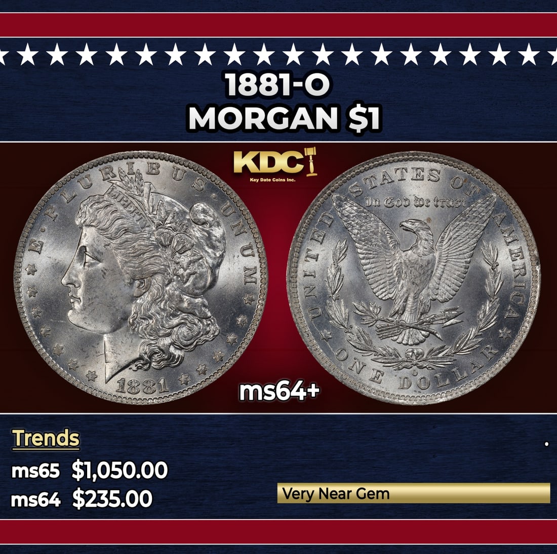 1881-o Morgan Dollar $1 Grades ms64+ (1 of 3)
