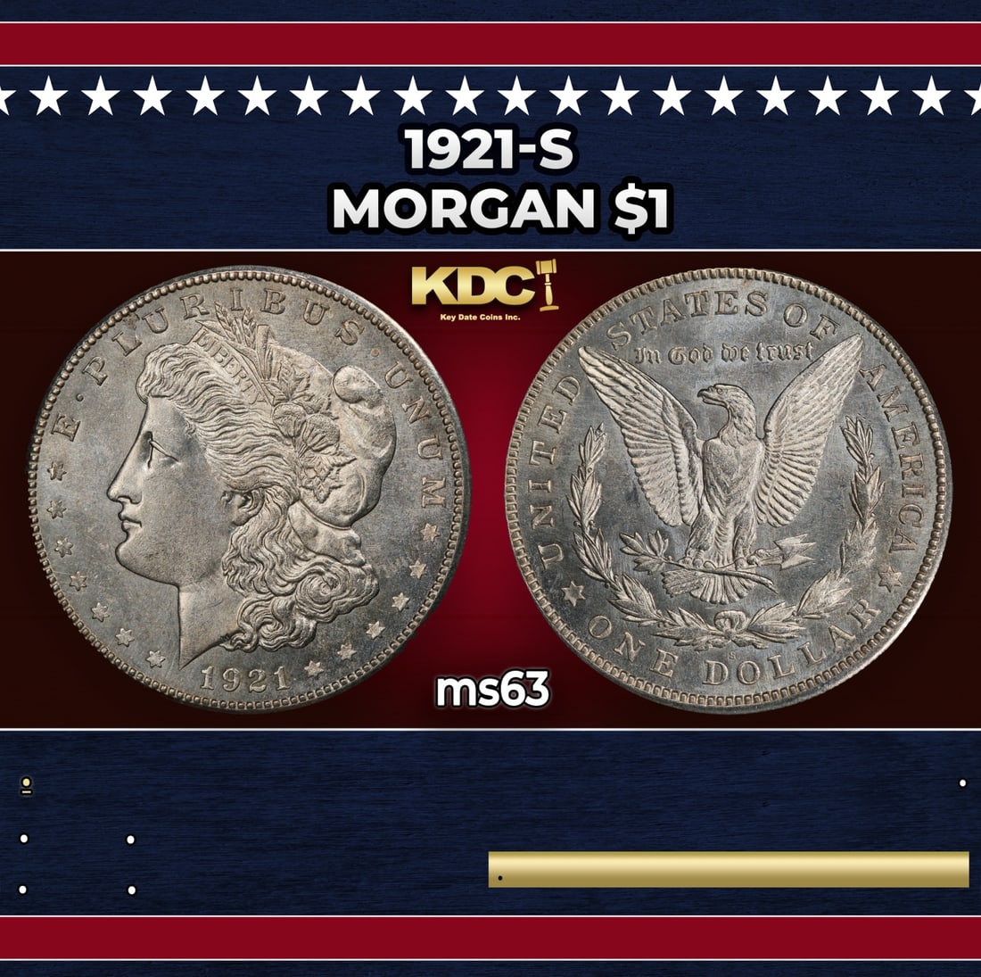 1921-s Morgan Dollar $1 Grades ms63 (1 of 3)