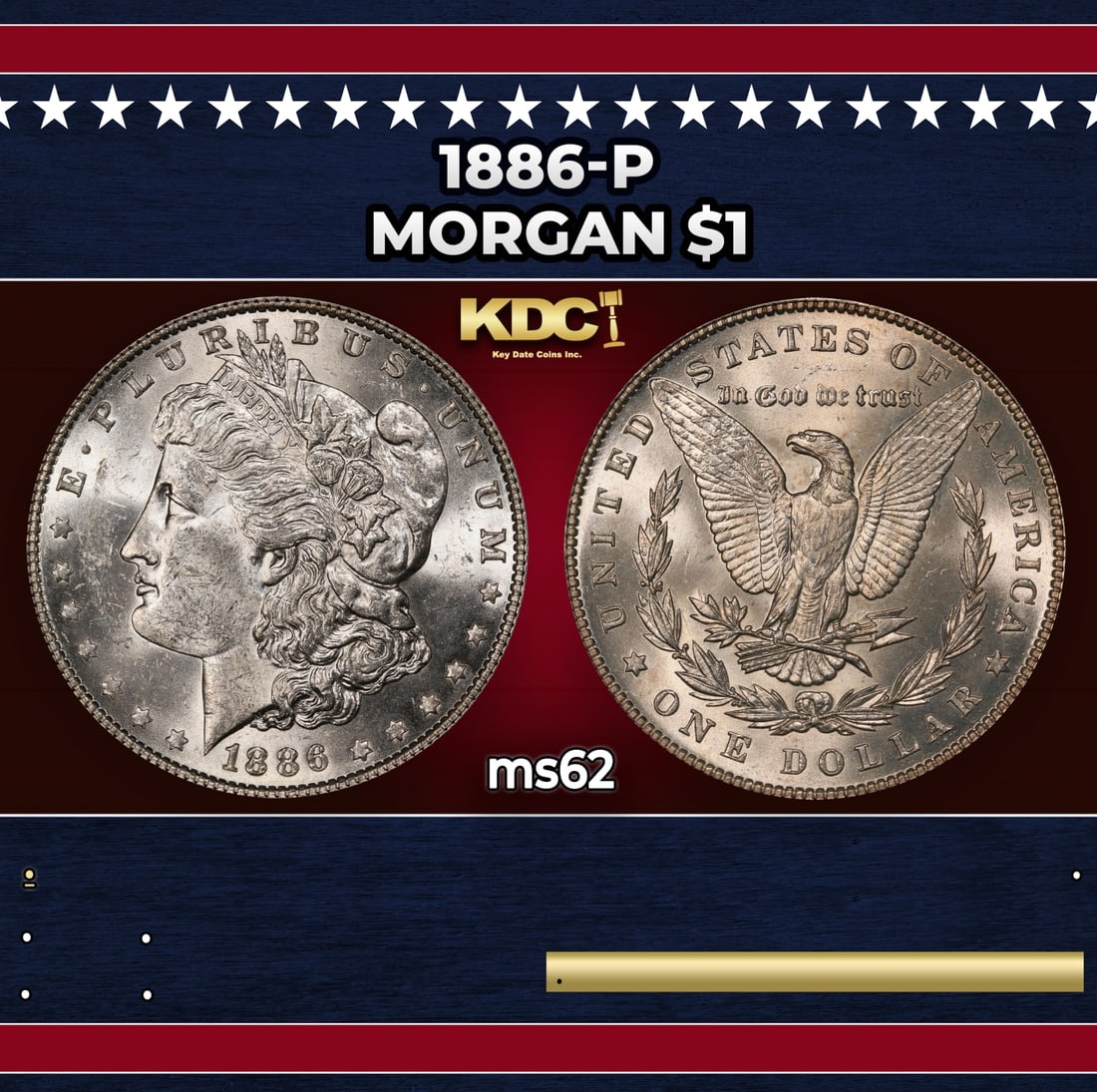 1886-p Morgan Dollar $1 Grades ms62 (1 of 3)