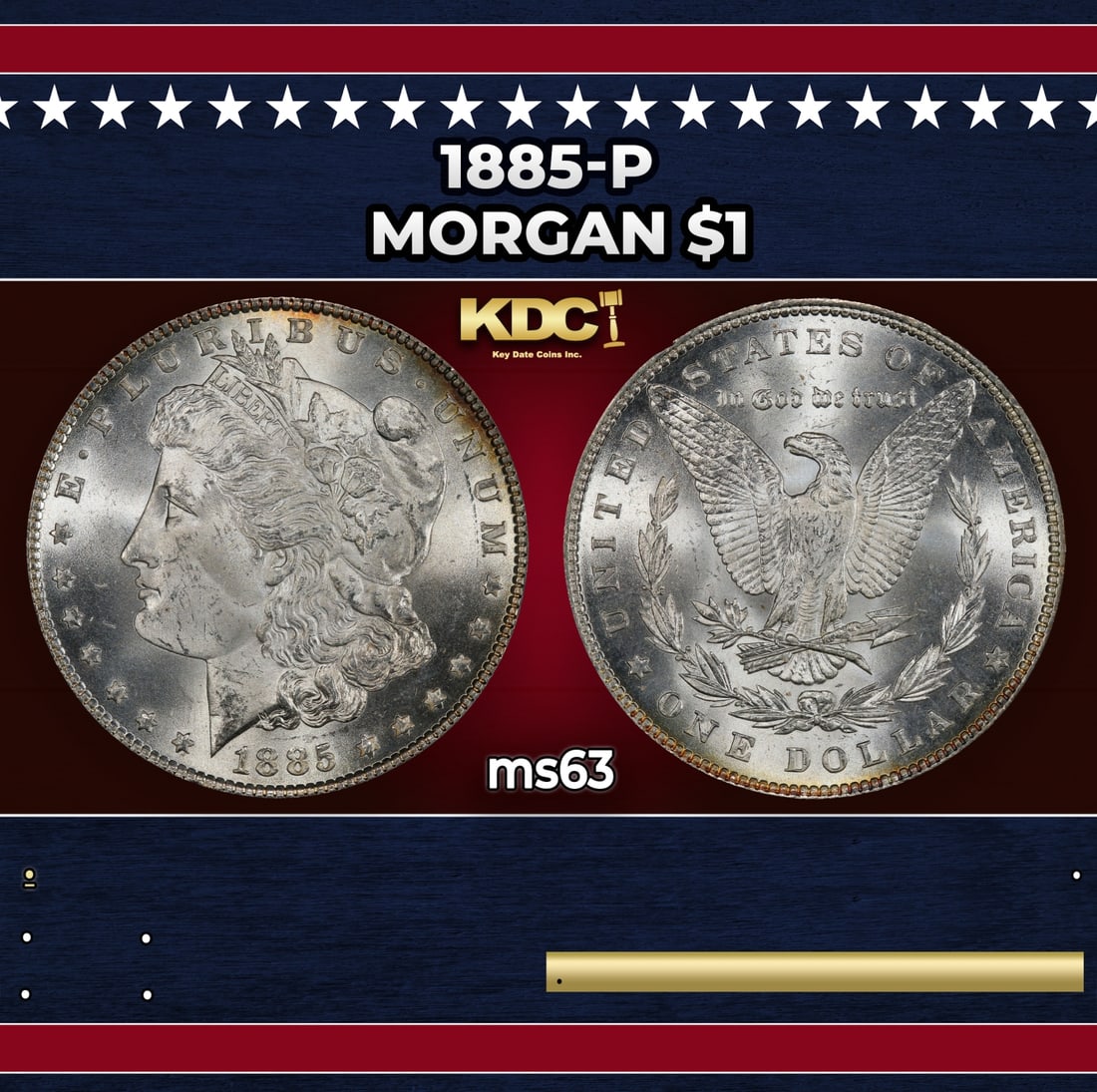 1885-p Morgan Dollar $1 Grades ms63 (1 of 3)
