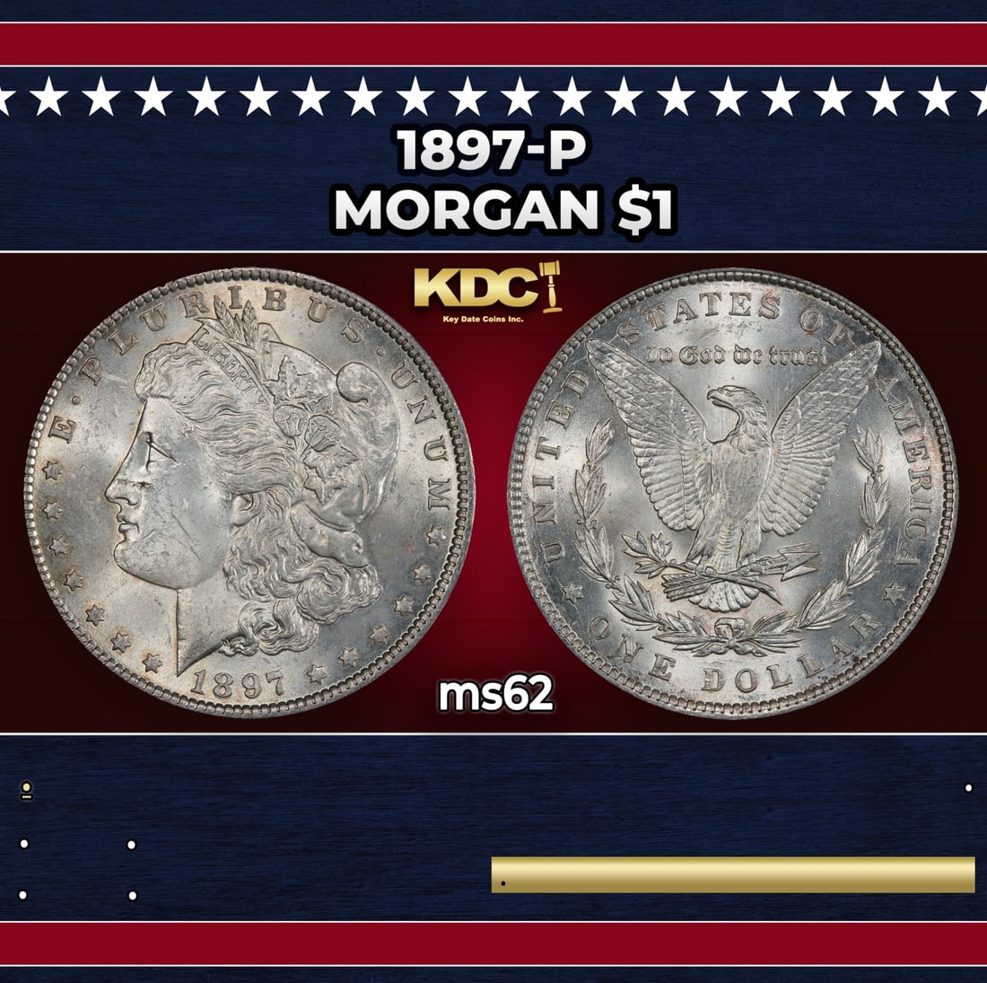 1897-p Morgan Dollar $1 Grades ms62 (1 of 3)