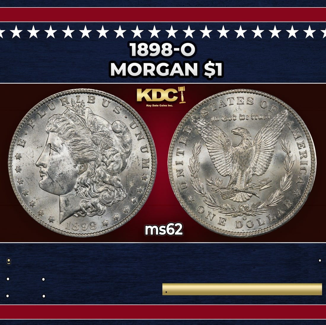 1898-o Morgan Dollar $1 Grades ms62 (1 of 3)