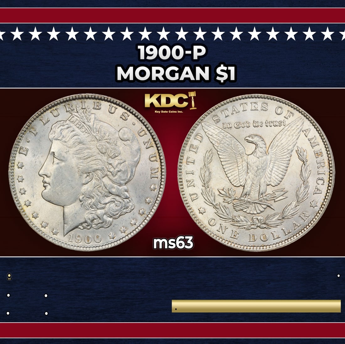 1900-p Morgan Dollar $1 Grades ms63 (1 of 3)