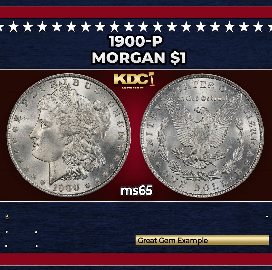 1900-p Morgan Dollar $1 Grades ms65 (1 of 3)