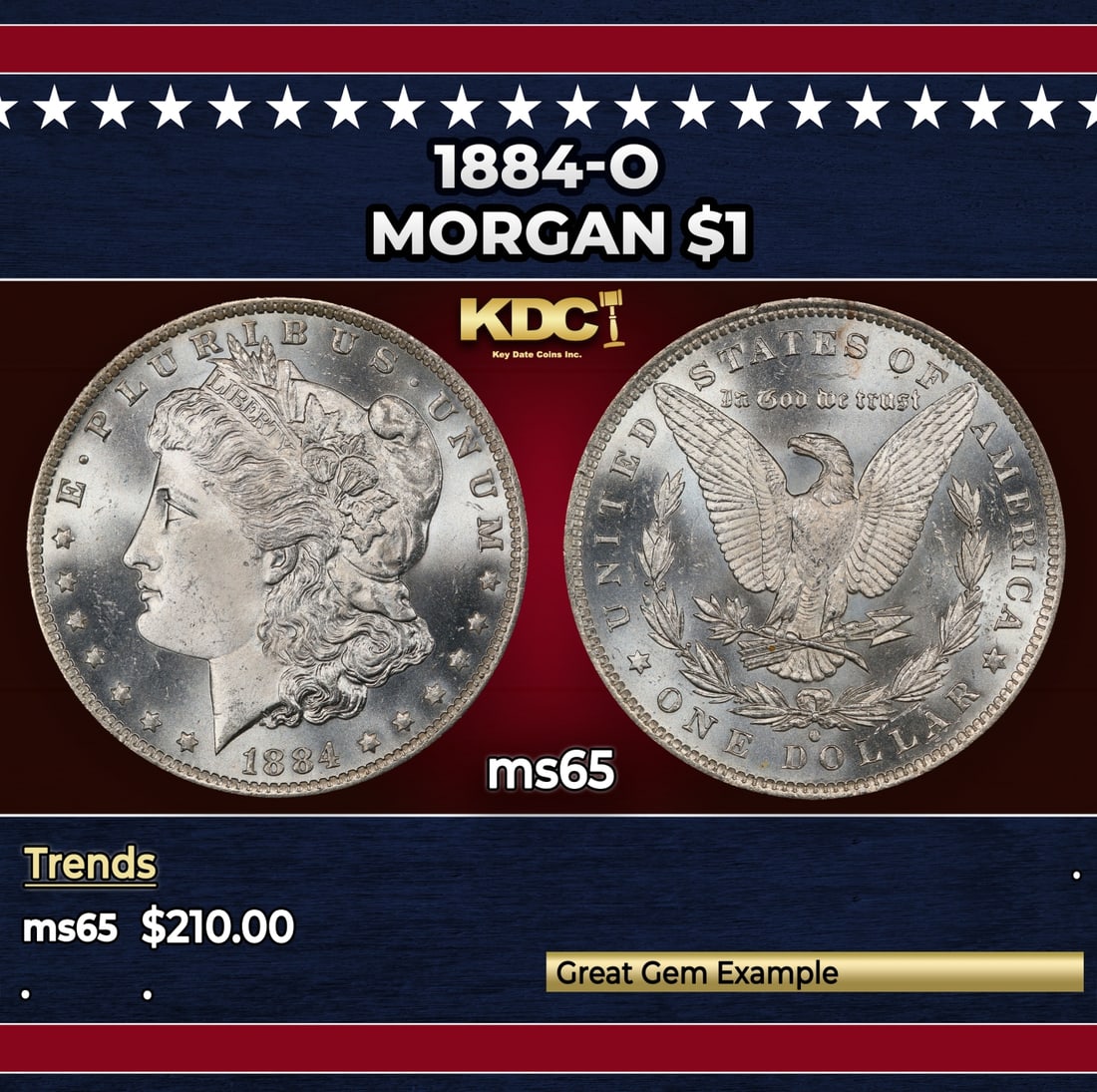 1884-o Morgan Dollar $1 Grades ms65 (1 of 3)