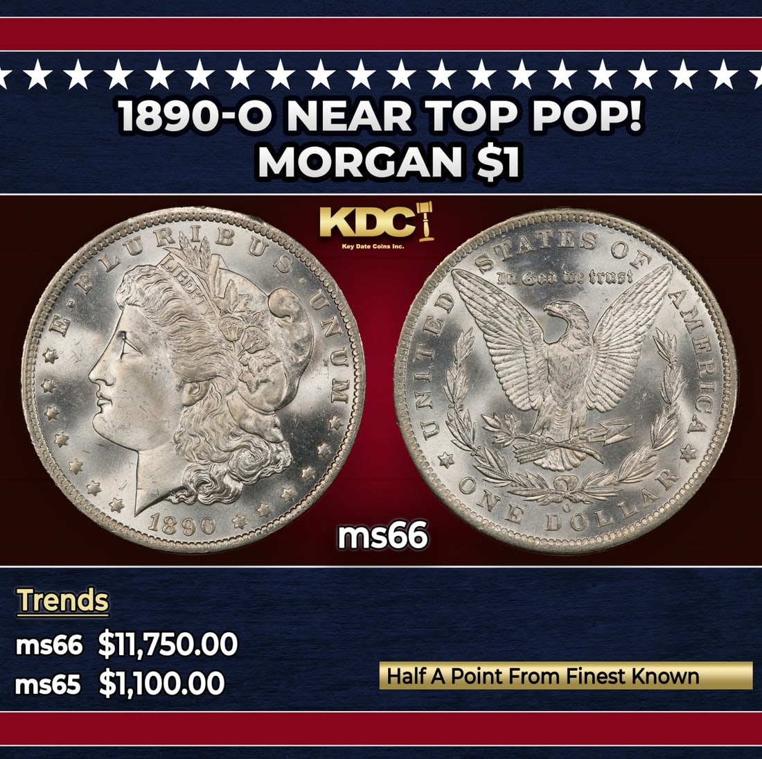 1890-o Morgan Dollar Near Top Pop! $1 ms66 SEGS: 1890-o Near Top Pop! Morgan Dollar $1 ms66 SEGS.