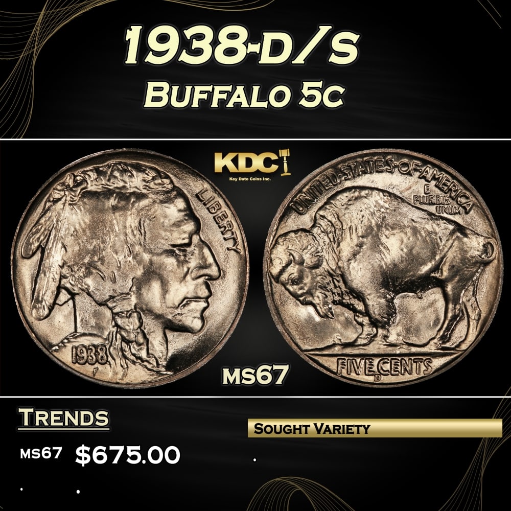 1938-d/s Buffalo Nickel 5c ms67 SEGS (1 of 3)