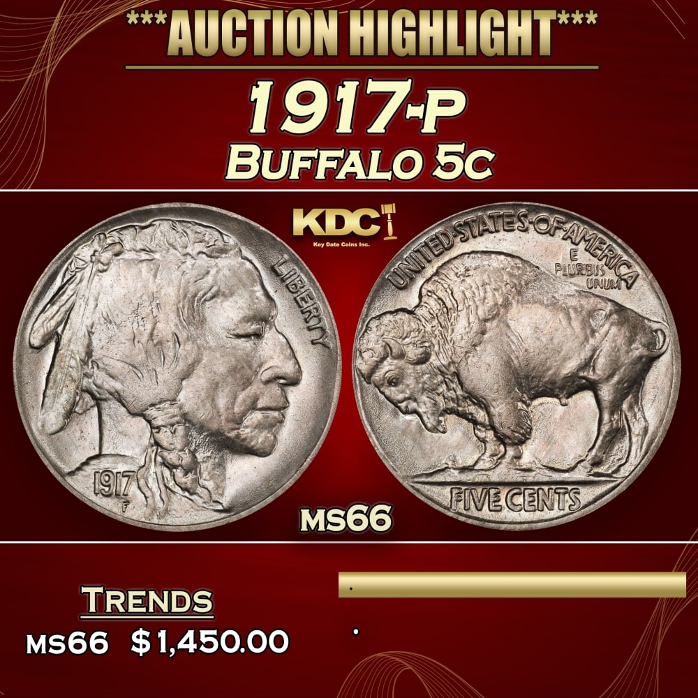 1917-p Buffalo Nickel 5c ms66 SEGS (1 of 3)