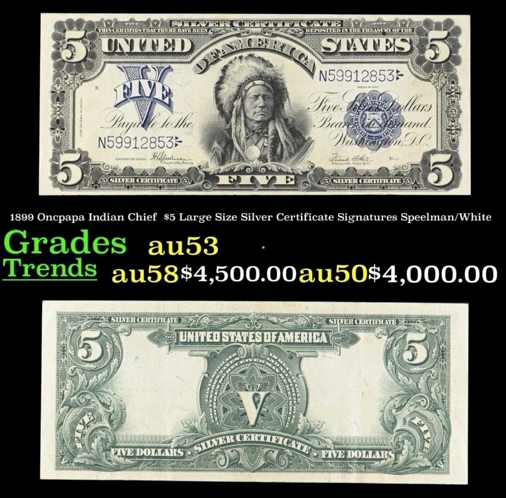 1899 Speelman/White $5 Large Size Silver Certificate Grades Select AU (1 of 3)