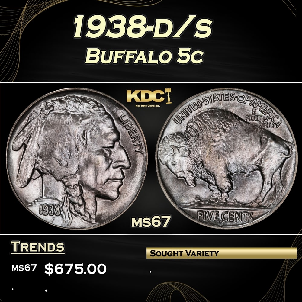 1938-d/s Buffalo Nickel 5c ms67 SEGS (1 of 3)