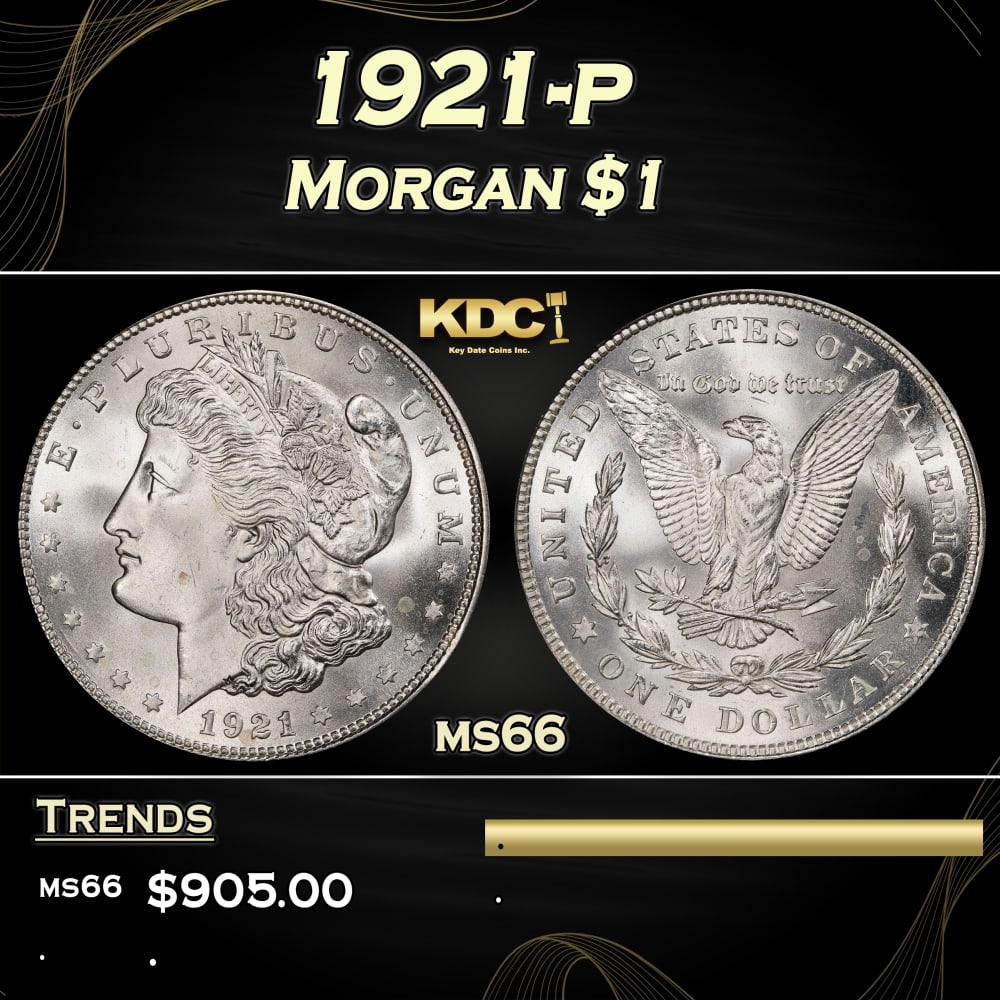 1921-p Morgan Dollar $1 Grades ms66 (1 of 3)