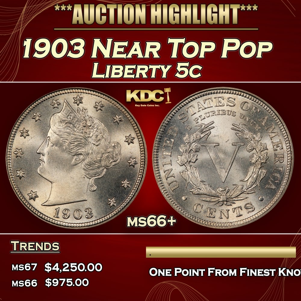 1903 Liberty Nickel Near Top Pop 5c ms66+ SEGS (1 of 3)