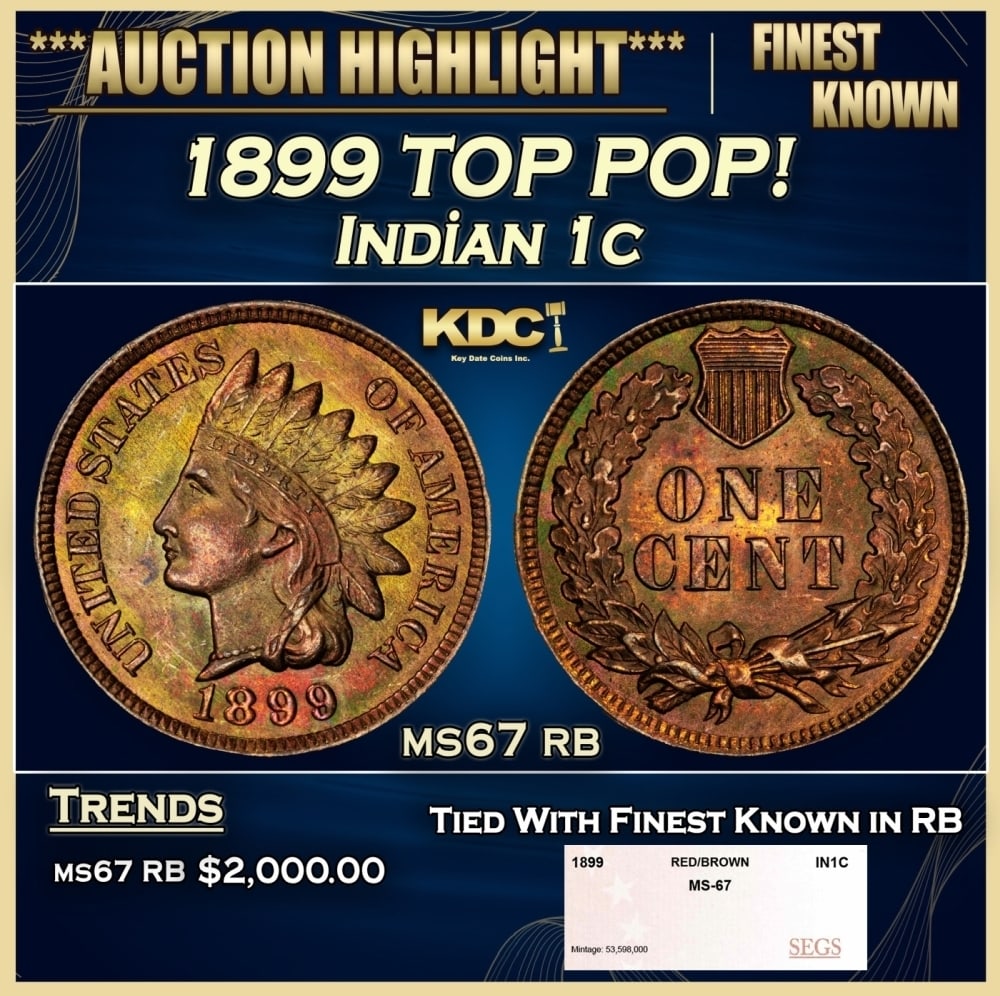 1899 Indian Cent TOP POP! 1c ms67 rb SEGS (1 of 4)