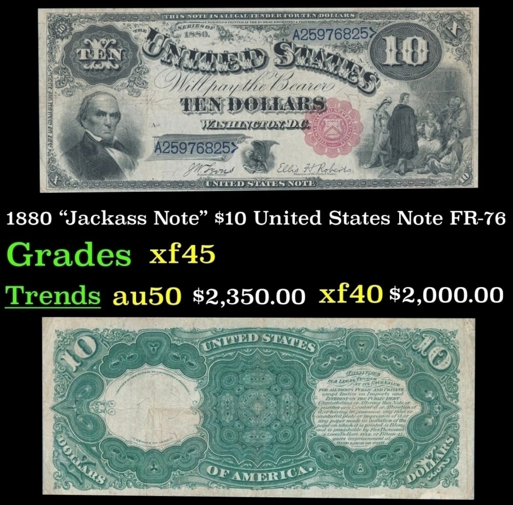 1880 Rosecrans/Huston FR-76 $10 United States Note Grades xf+ (1 of 3)