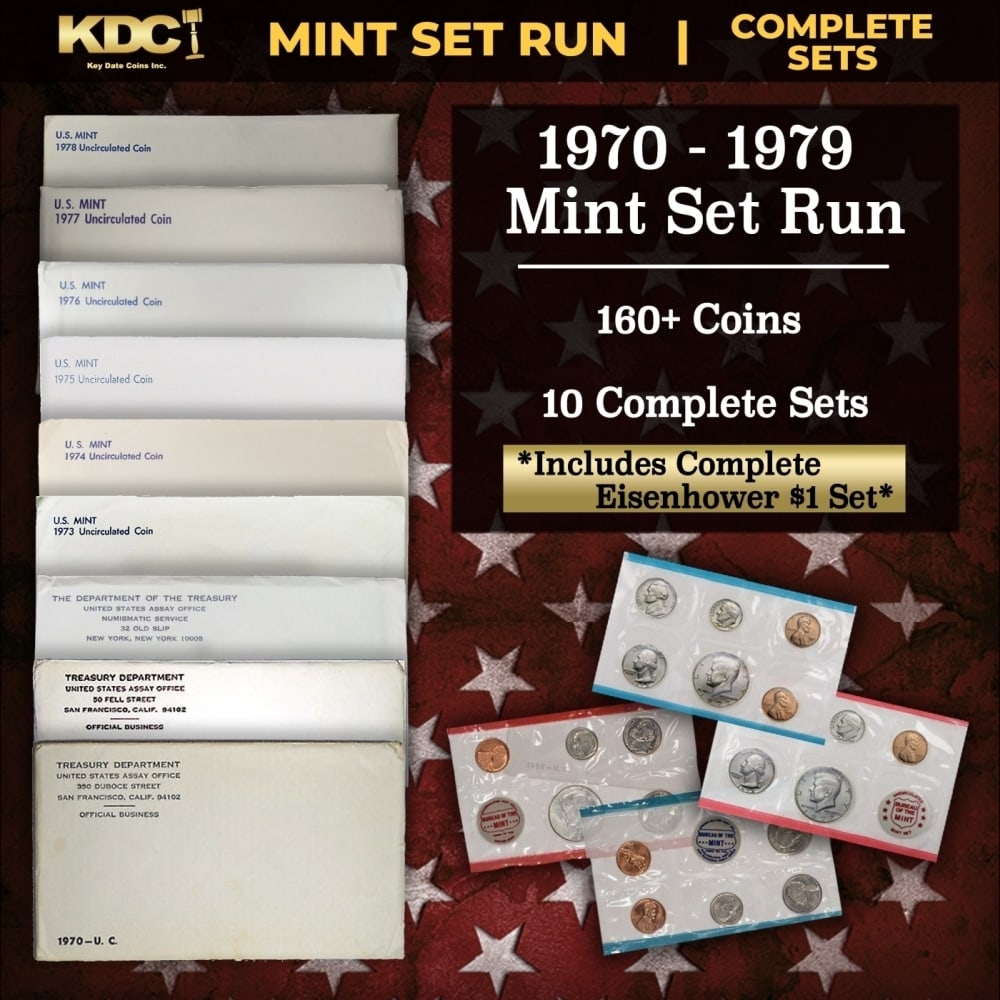 1970-1979 Mint Set Run 168 Coins 10 Complete Sets Complete Ike $1 Set (1 of 11)