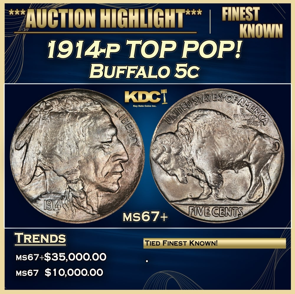 1914-p Buffalo Nickel TOP POP! 5c ms67+ SEGS (1 of 3)