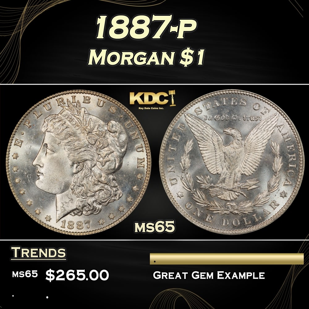 1887-p Morgan Dollar $1 Grades ms65 (1 of 3)