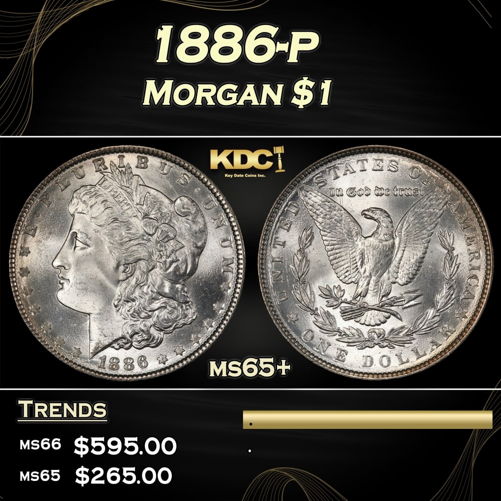1886-p Morgan Dollar $1 Grades ms65+ (1 of 3)