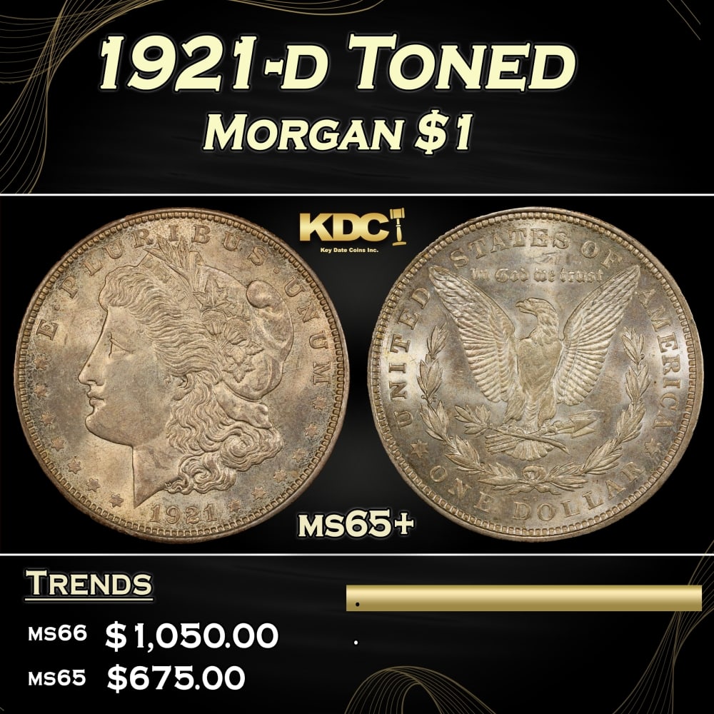 1921-d Morgan Dollar Toned $1 Grades ms65+ (1 of 3)