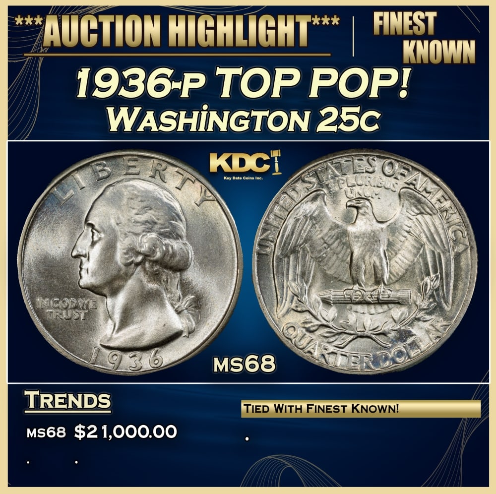 1936-p Washington Quarter TOP POP! 25c ms68 SEGS (1 of 3)