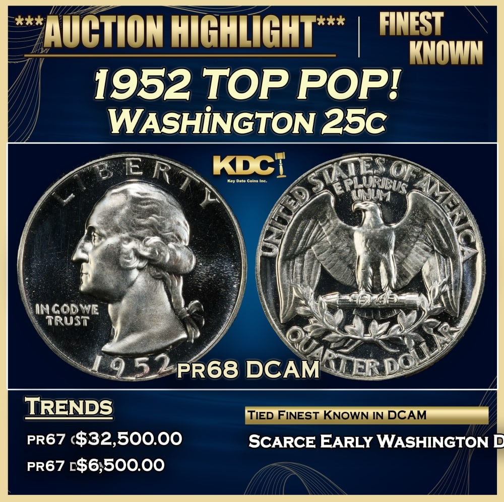 1952 Proof Washington Quarter TOP POP! 25c pr68 DCAM SEGS (1 of 3)