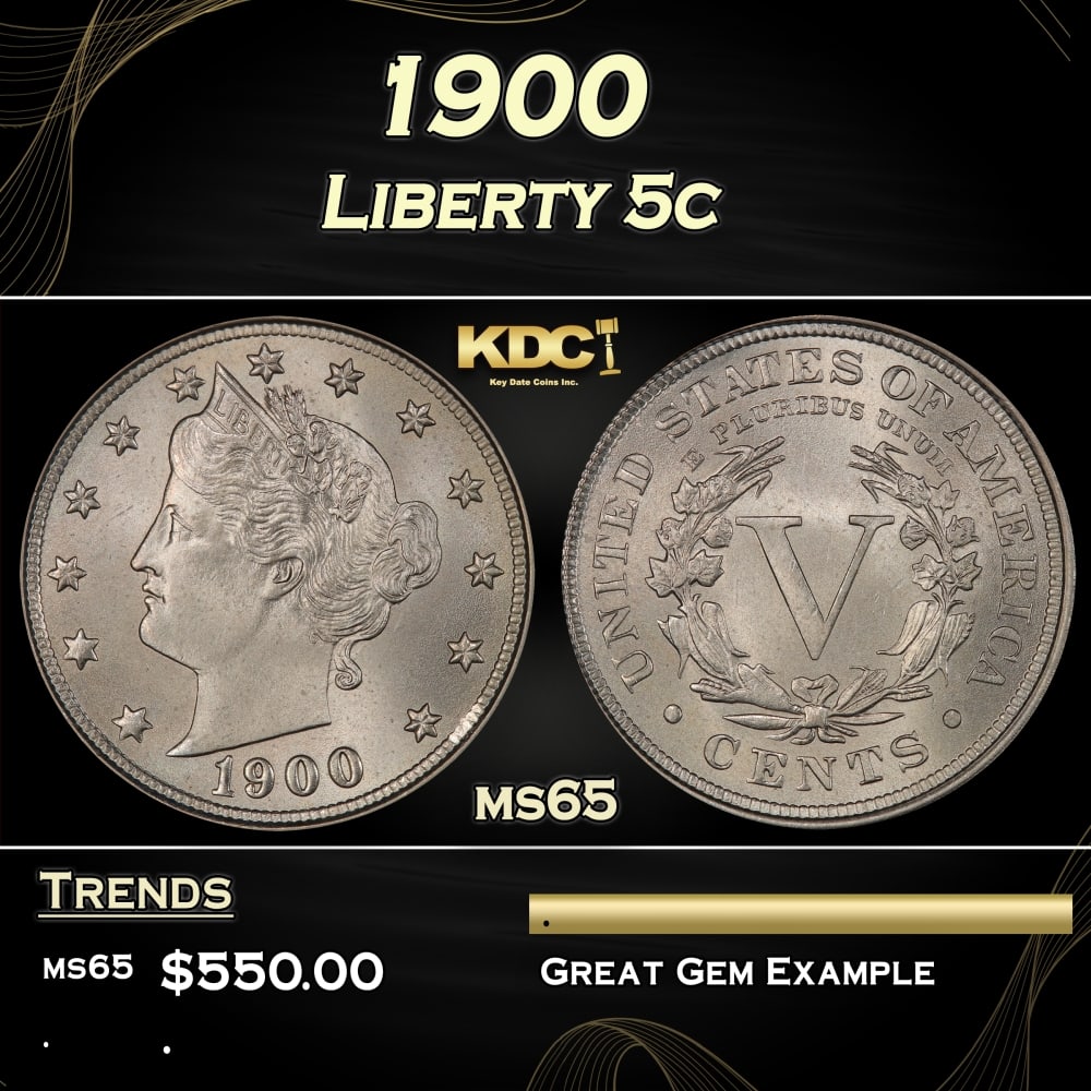 1900 Liberty Nickel 5c Grades ms65 (1 of 3)