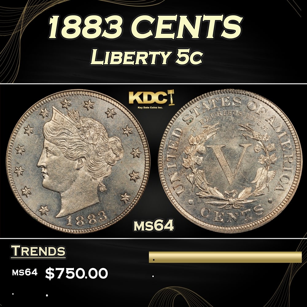1883 CENTS Liberty Nickel 5c Grades ms64 (1 of 3)